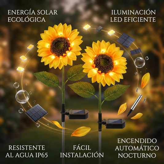 Luz de Jardín Solar con Forma de Girasol