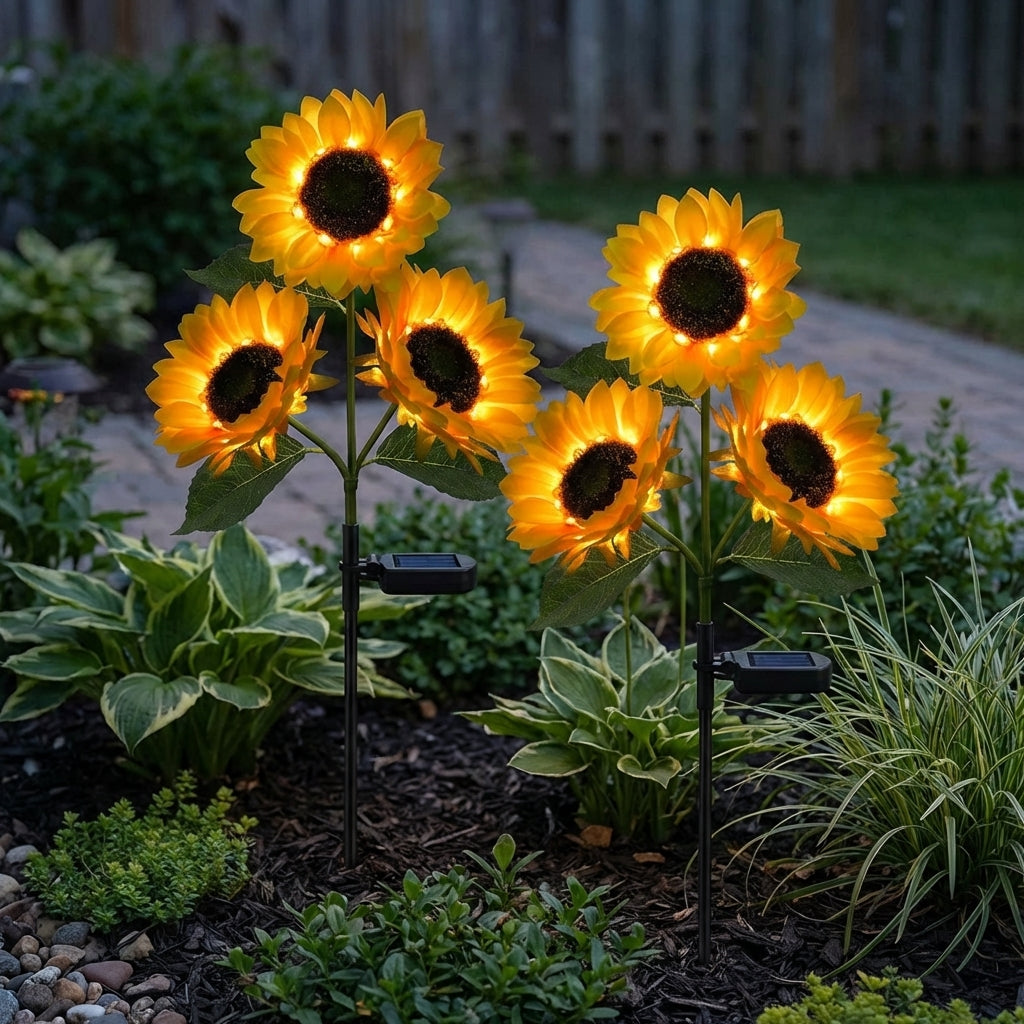 Luz de Jardín Solar con Forma de Girasol
