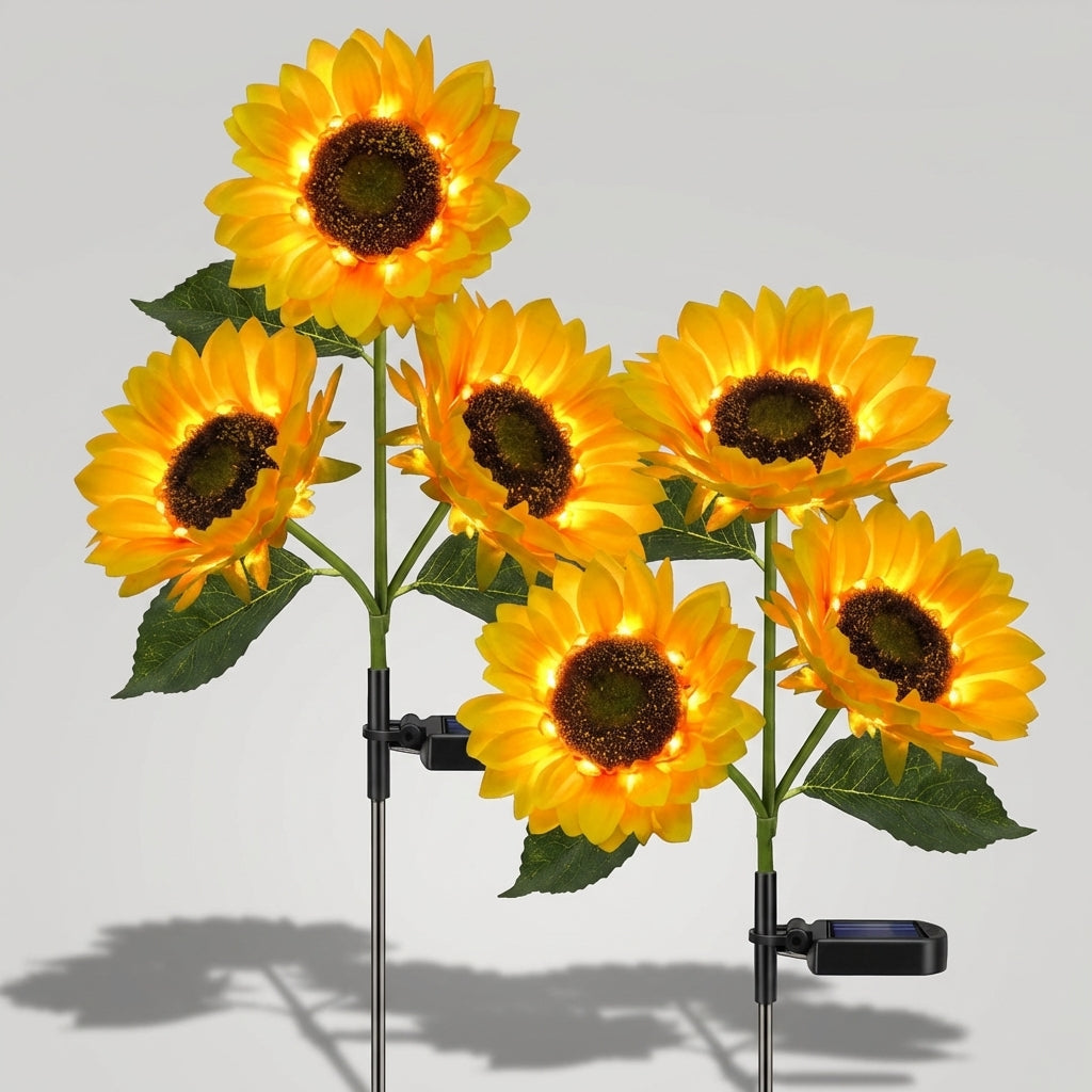 Luz de Jardín Solar con Forma de Girasol